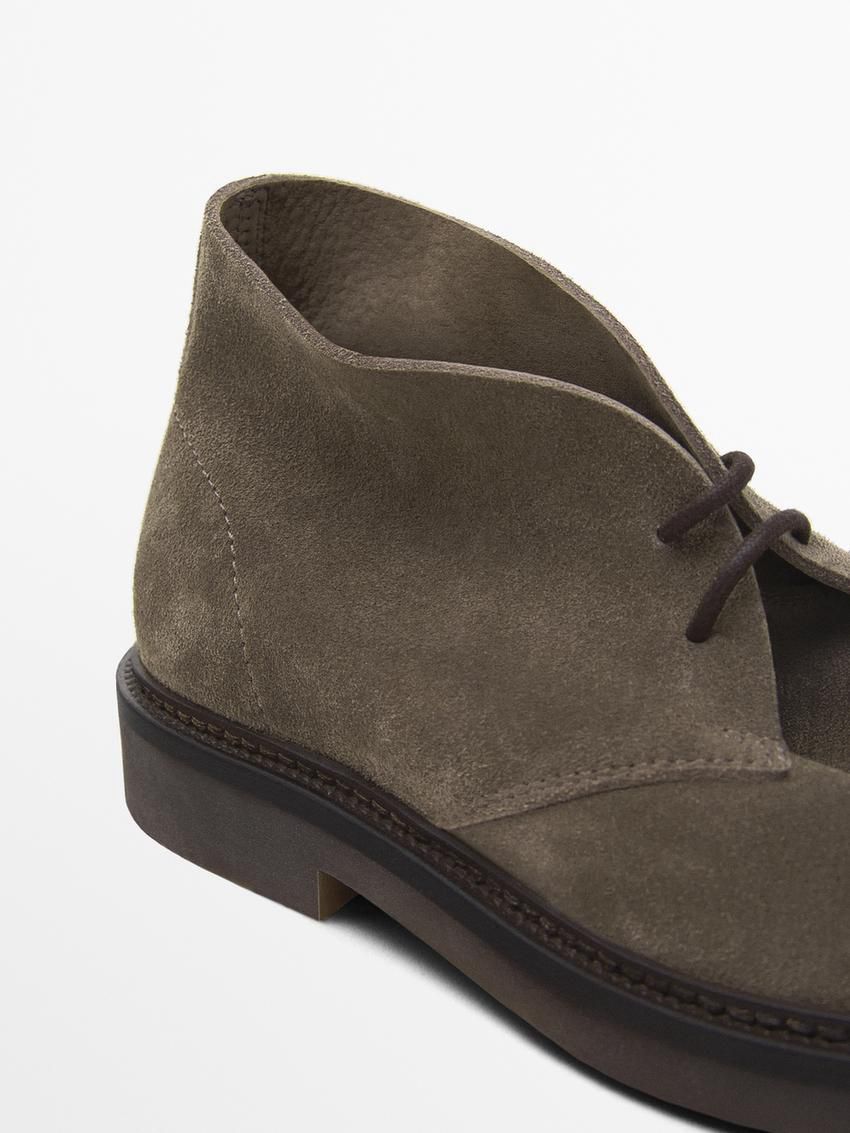 Massimo Dutti Split Suede Safari Men Boots Brown Beige | US-AV3765290