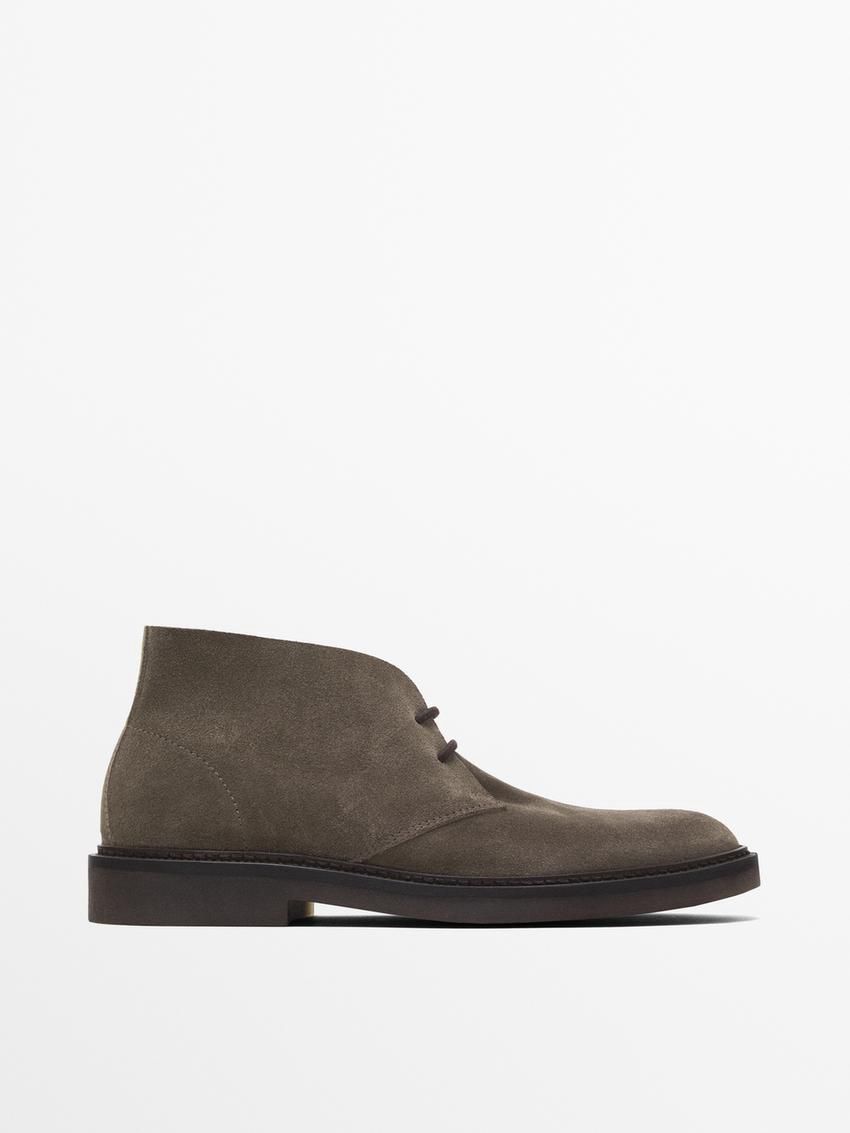Massimo Dutti Split Suede Safari Men Boots Brown Beige | US-AV3765290