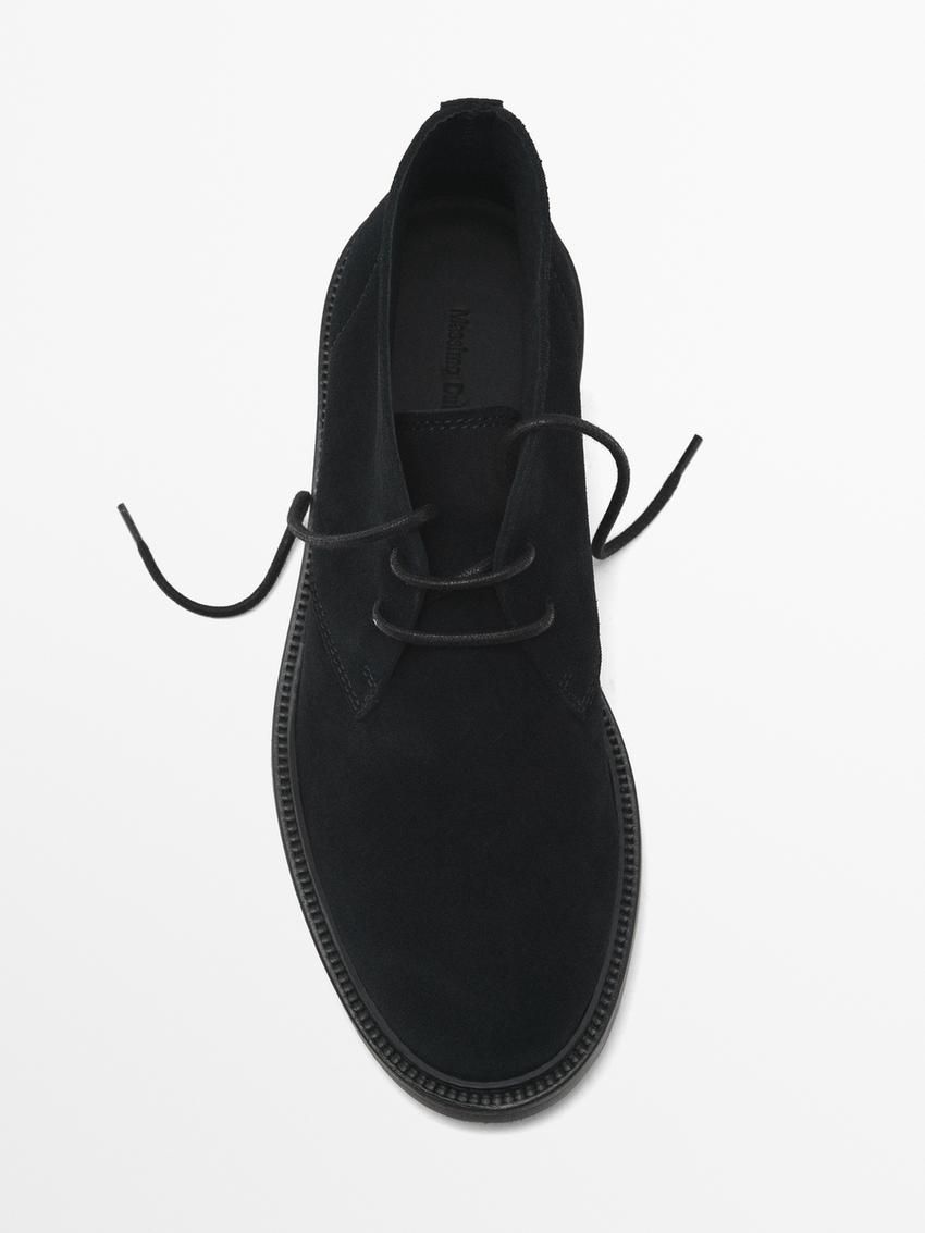 Massimo Dutti Split Suede Safari Men Boots Navy | US-LO0643251