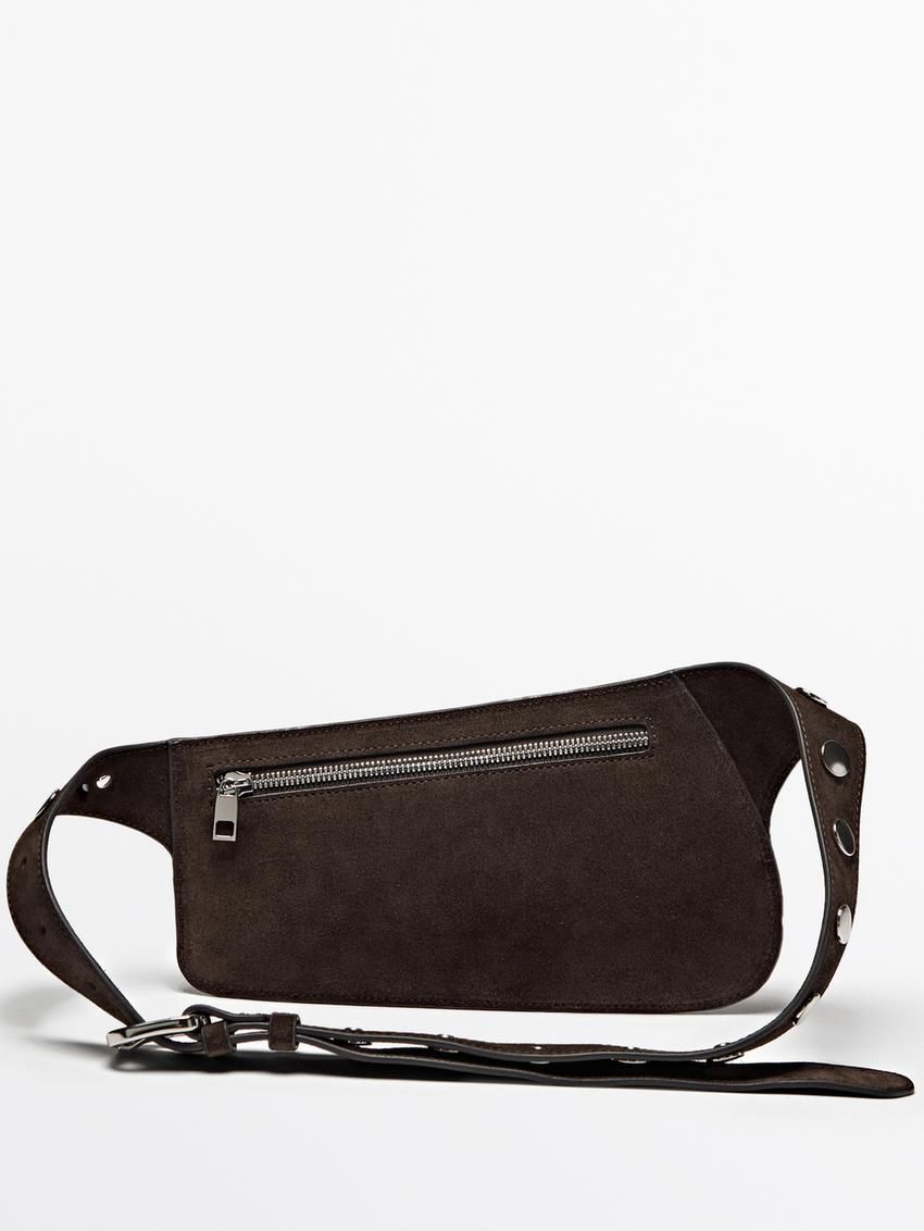 Massimo Dutti Split Suede Women Belt Bag Dark Brown | US-QX5367902