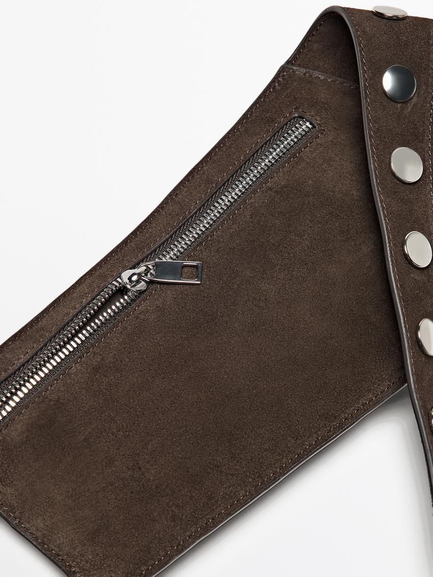 Massimo Dutti Split Suede Women Belt Bag Dark Brown | US-QX5367902