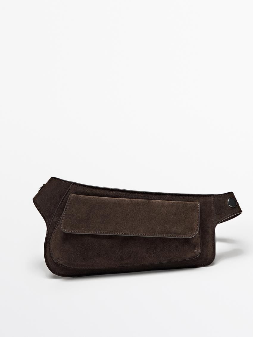 Massimo Dutti Split Suede Women Belt Bag Dark Brown | US-QX5367902