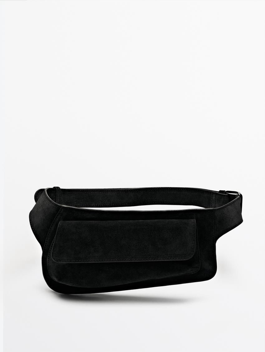 Massimo Dutti Split Suede Women Belt Bag Black | US-YX1640237