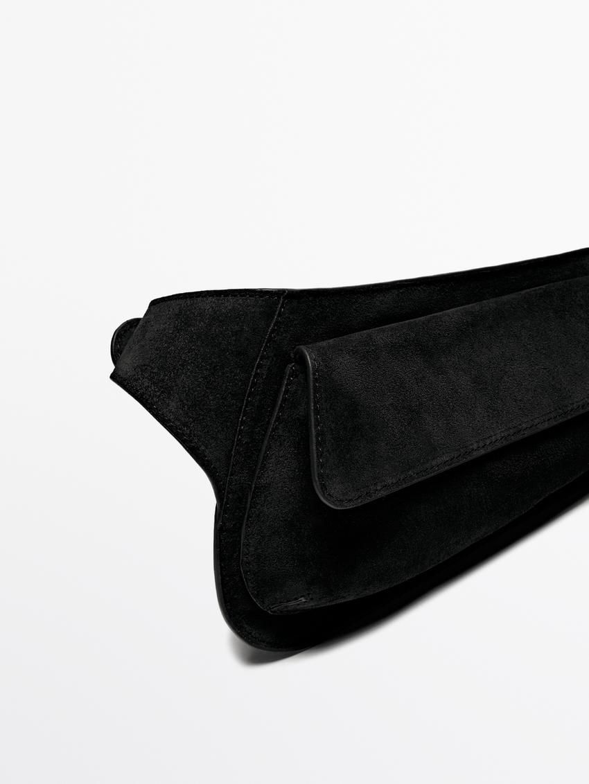 Massimo Dutti Split Suede Women Belt Bag Black | US-YX1640237