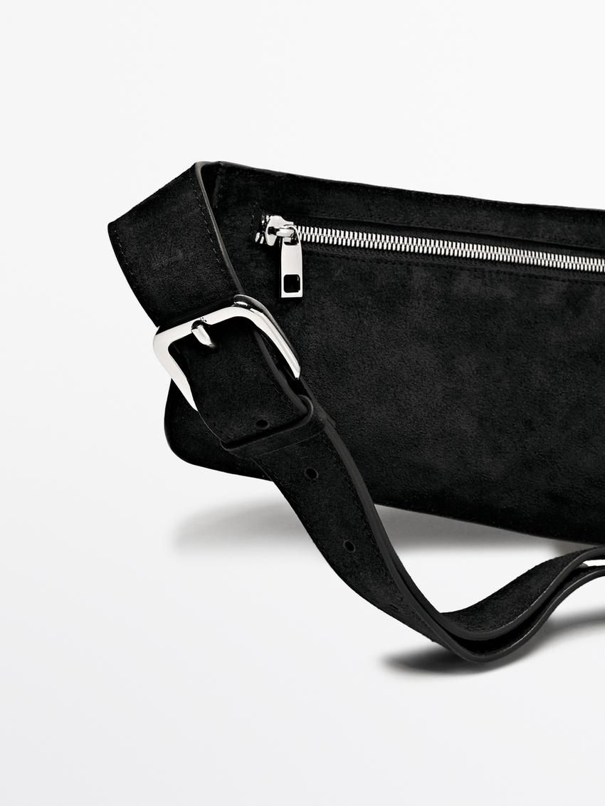 Massimo Dutti Split Suede Women Belt Bag Black | US-YX1640237