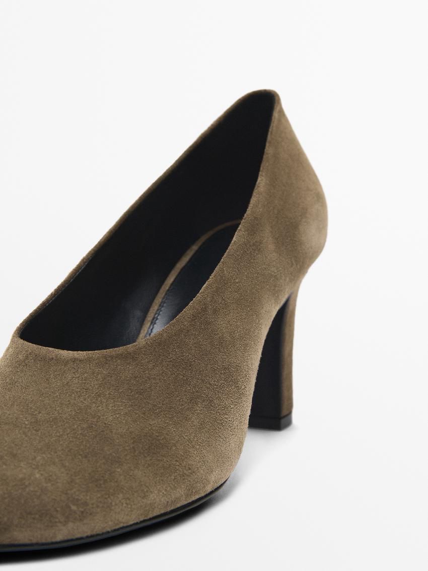 Massimo Dutti Split Suede Women Heels Khaki | US-OS1264058
