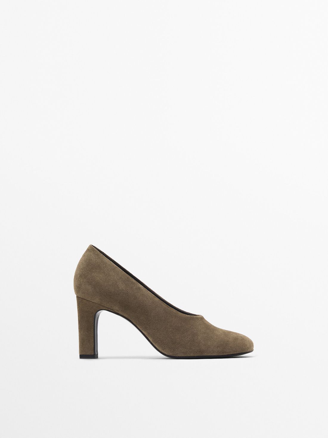 Massimo Dutti Split Suede Women Heels Khaki | US-OS1264058