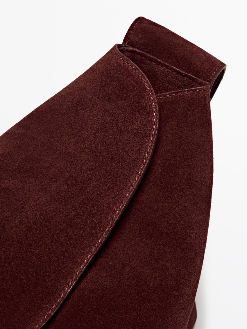 Massimo Dutti Split Suede Women Shoulder Bag Burgundy | US-RZ8739251