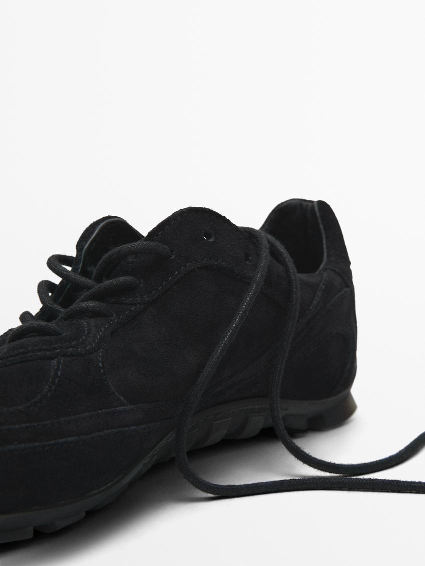 Massimo Dutti Split-leather With Pieces Men Sneakers Black | US-ZN5891704