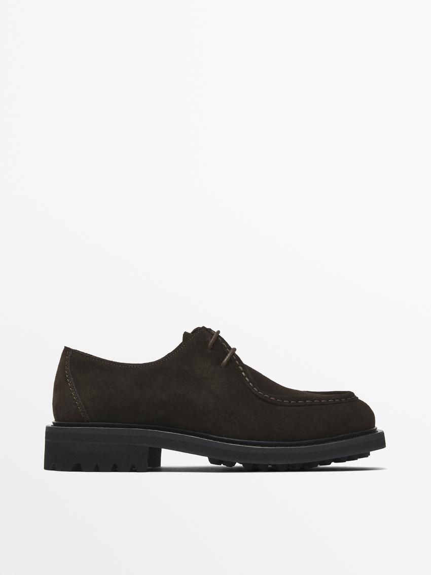 Massimo Dutti St. Moritz Split Moc Toe Men Leather Shoes Dark Brown | US-HY3174896