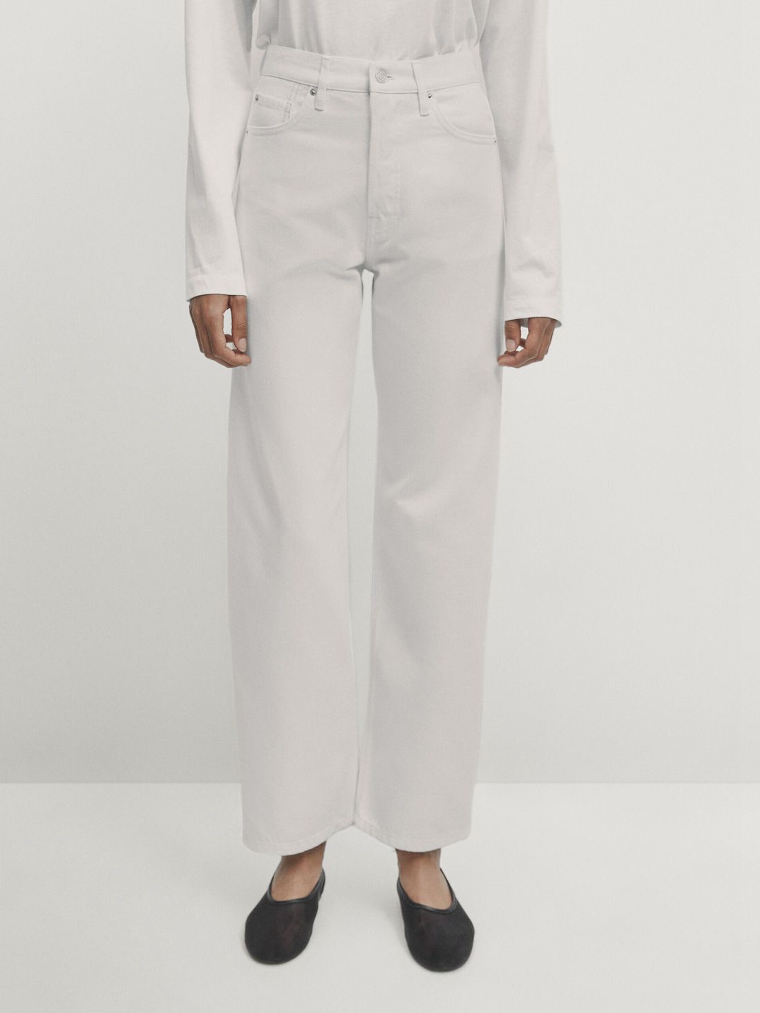Massimo Dutti Straight Fit High-waist Women Jeans Cream | US-EA4738652