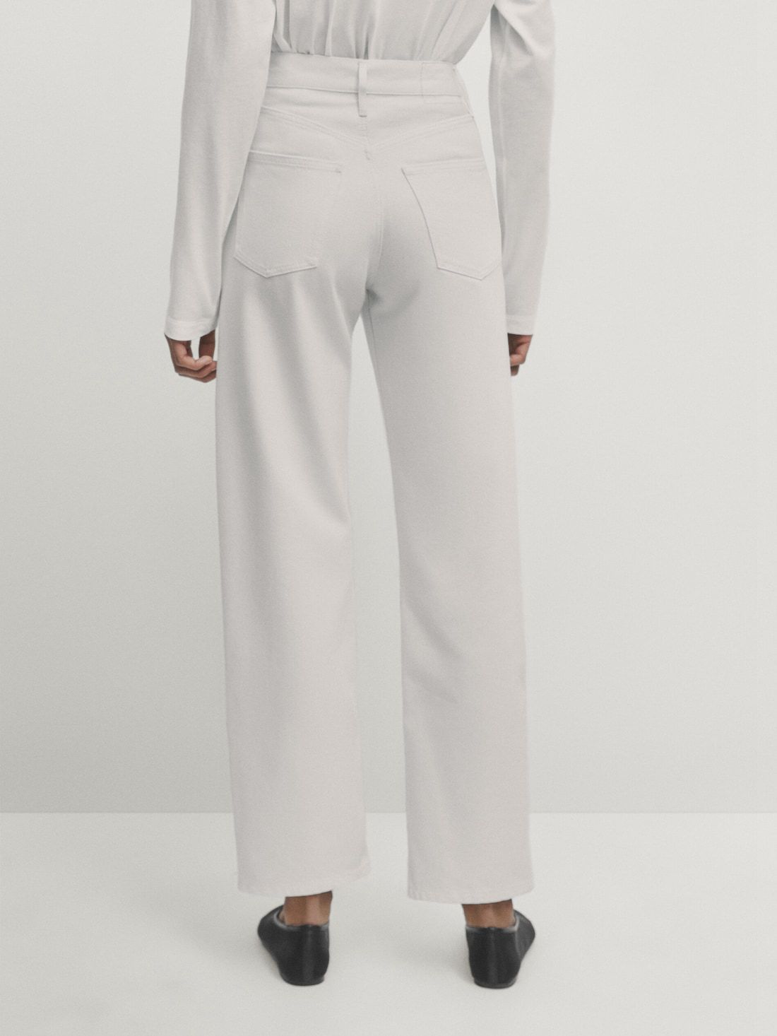 Massimo Dutti Straight Fit High-waist Women Jeans Cream | US-EA4738652