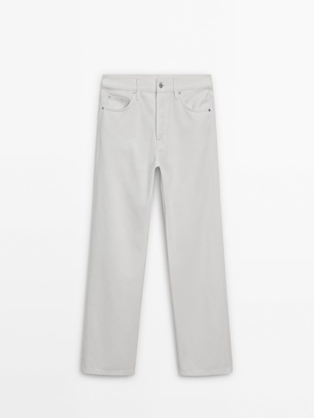 Massimo Dutti Straight Fit High-waist Women Jeans Cream | US-EA4738652