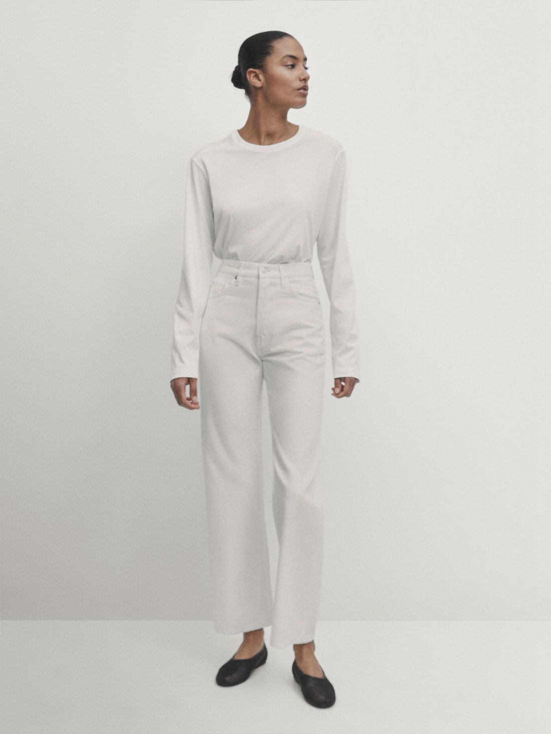 Massimo Dutti Straight Fit High-waist Women Jeans Cream | US-EA4738652