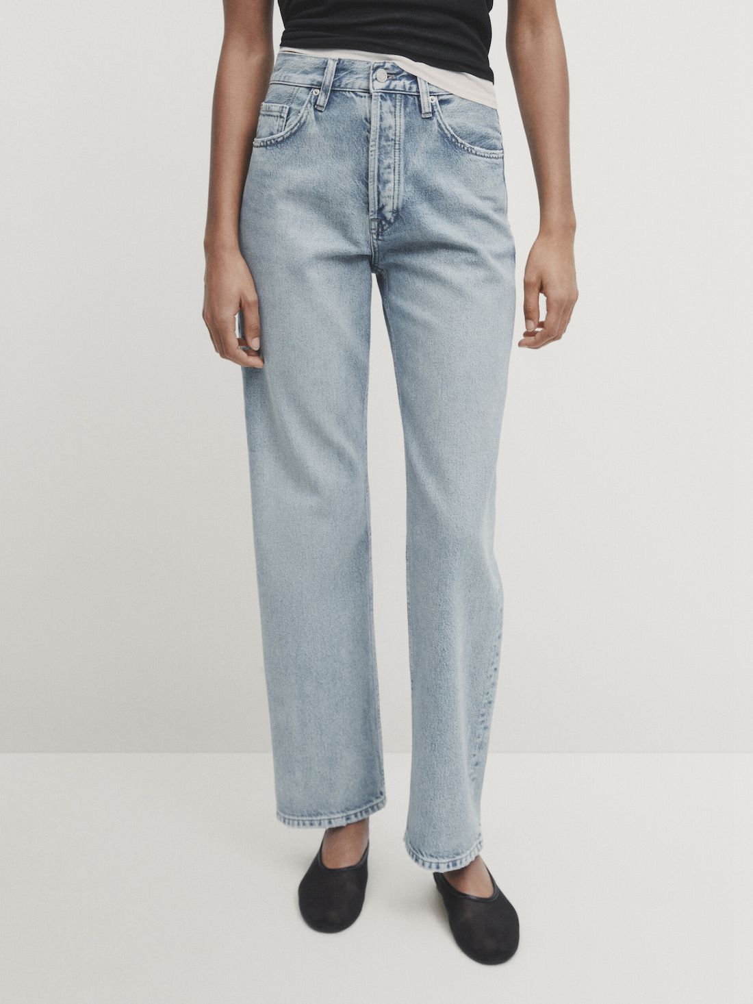 Massimo Dutti Straight Fit High-waist Women Jeans Blue | US-AF5681273