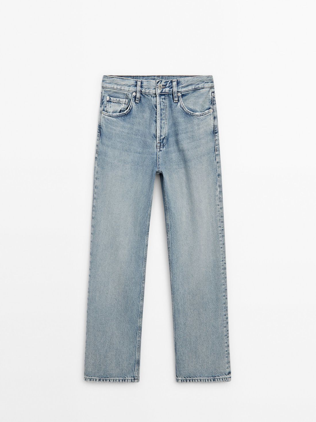 Massimo Dutti Straight Fit High-waist Women Jeans Blue | US-AF5681273