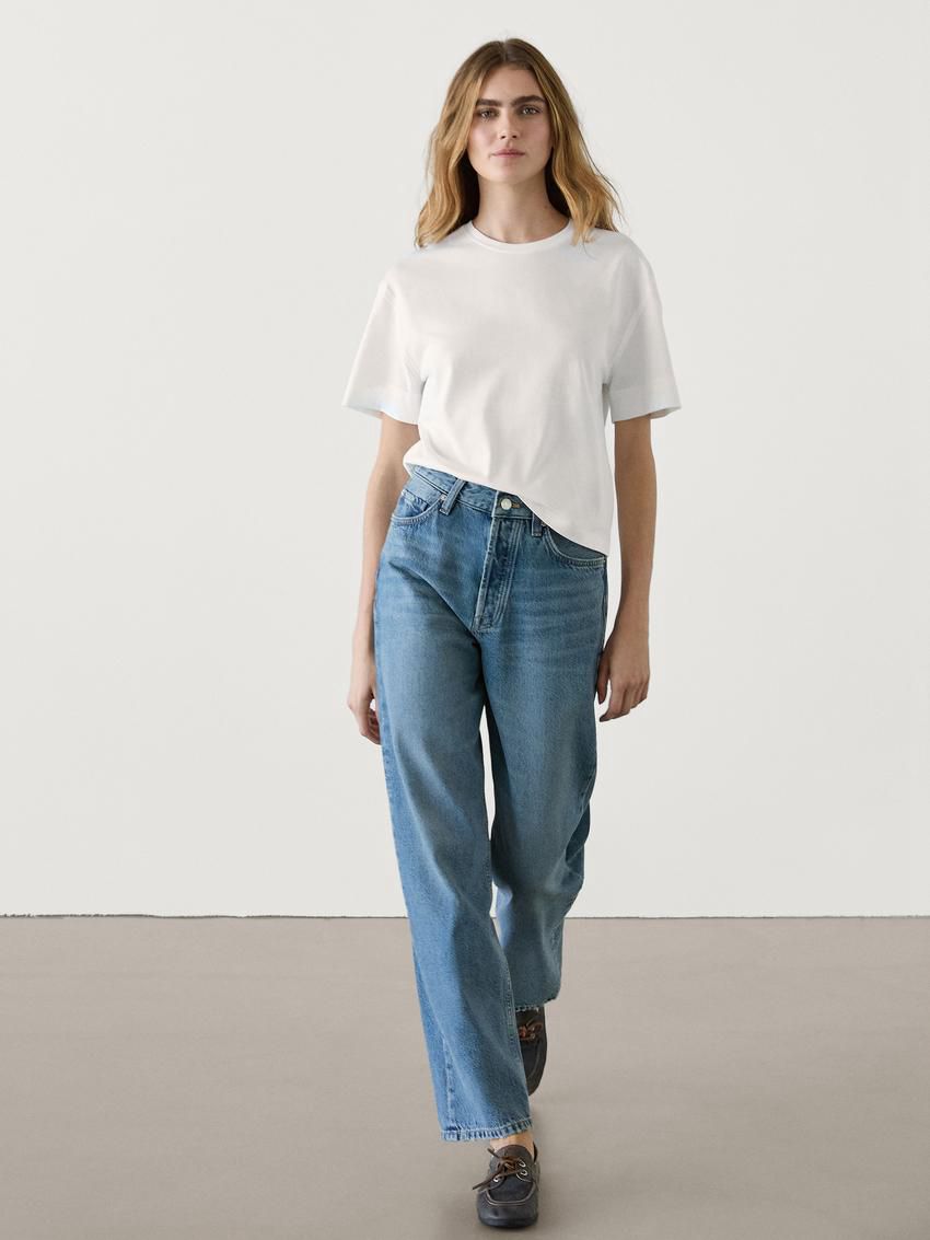 Massimo Dutti Straight Fit High-waist Women Jeans Blue | US-GO6792518