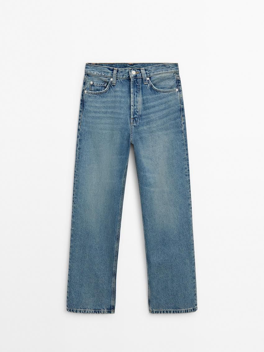 Massimo Dutti Straight Fit High-waist Women Jeans Blue | US-GO6792518