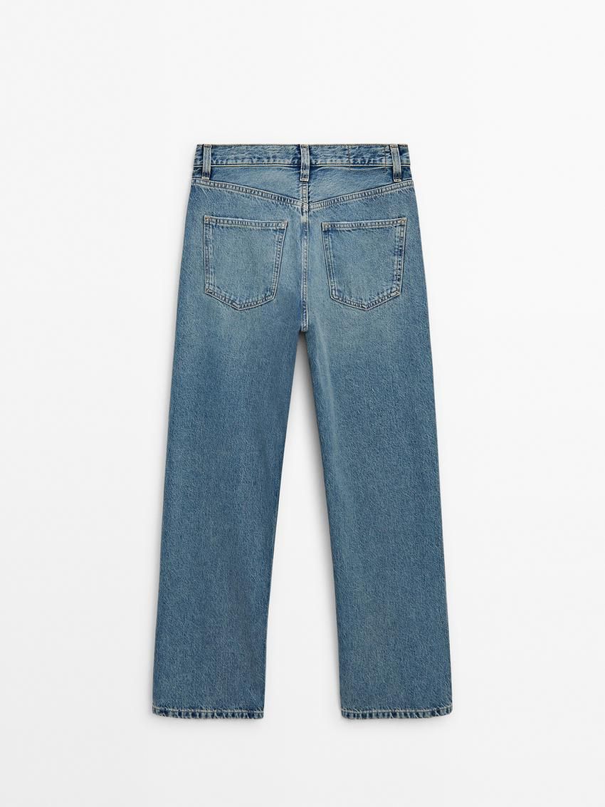 Massimo Dutti Straight Fit High-waist Women Jeans Blue | US-GO6792518