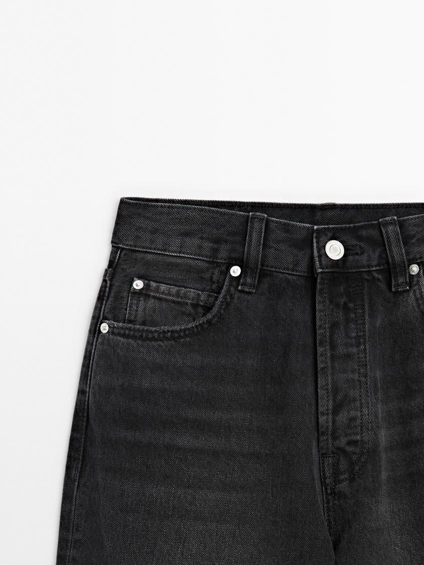 Massimo Dutti Straight Fit High-waist Women Jeans Black | US-RB5091386
