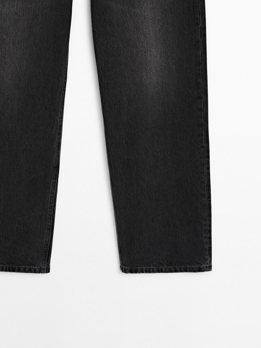 Massimo Dutti Straight Fit High-waist Women Jeans Black | US-RB5091386