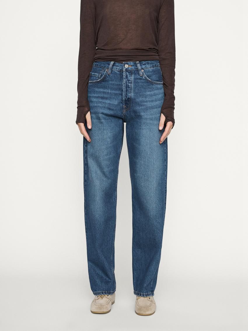 Massimo Dutti Straight Fit High-waist Women Jeans Blue | US-OC5802916