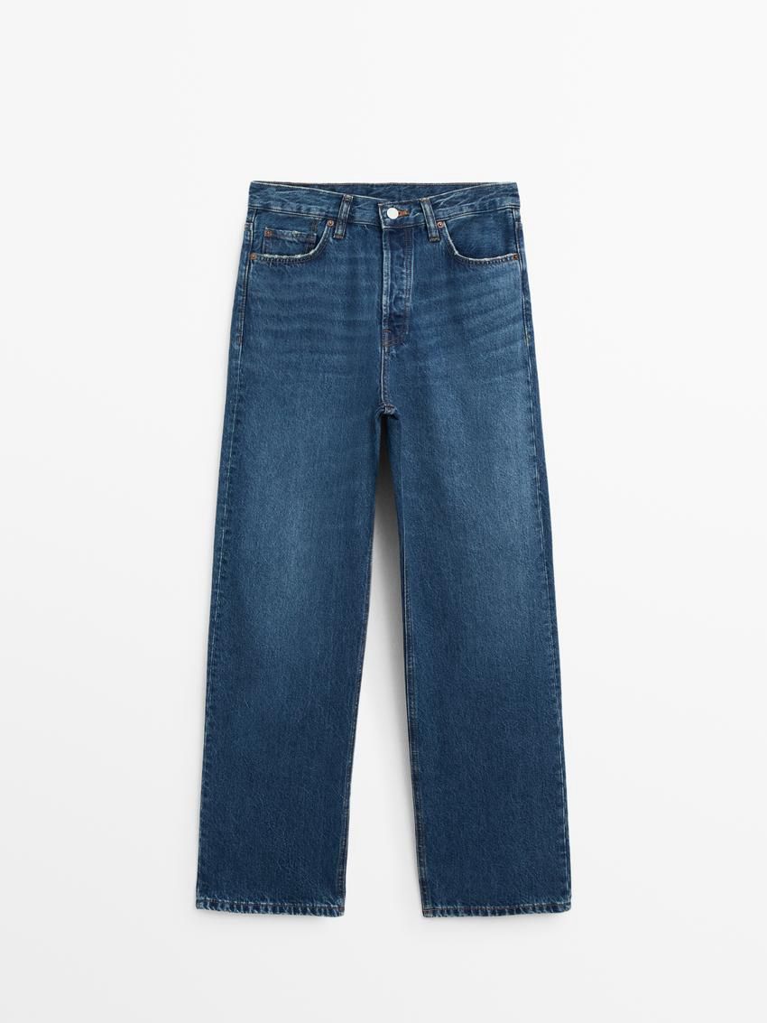Massimo Dutti Straight Fit High-waist Women Jeans Blue | US-OC5802916