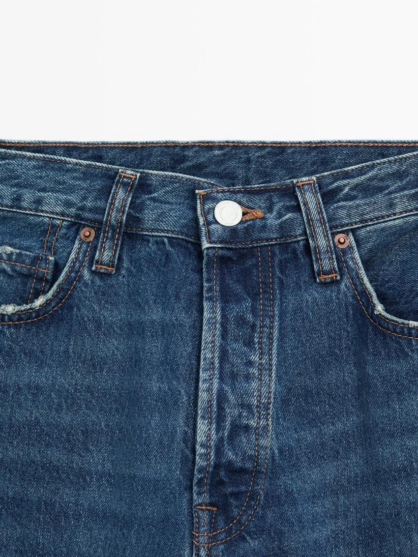 Massimo Dutti Straight Fit High-waist Women Jeans Blue | US-OC5802916