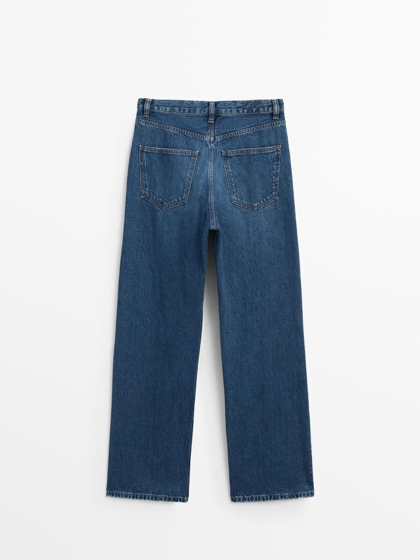 Massimo Dutti Straight Fit High-waist Women Jeans Blue | US-OC5802916