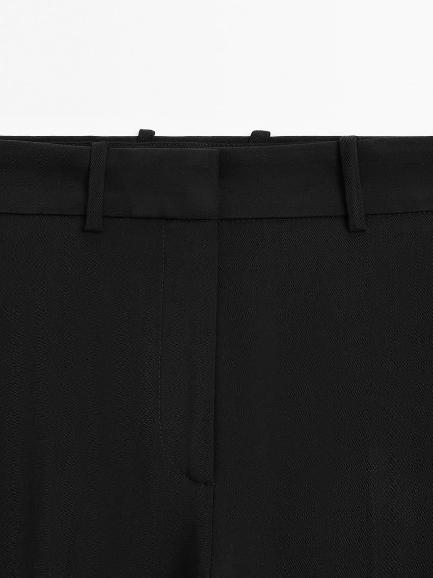 Massimo Dutti Straight Fit With Belt Loops Women Trousers Black | US-ZA9768025