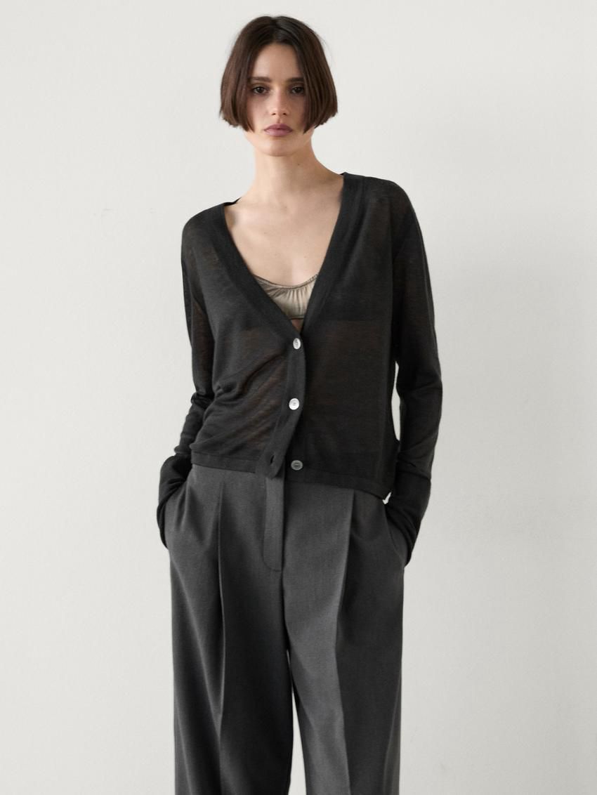 Massimo Dutti Straight Fit With Darts Women Trousers Dark Grey | US-BY5647083