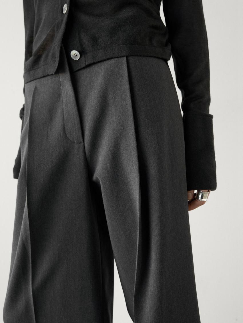 Massimo Dutti Straight Fit With Darts Women Trousers Dark Grey | US-BY5647083