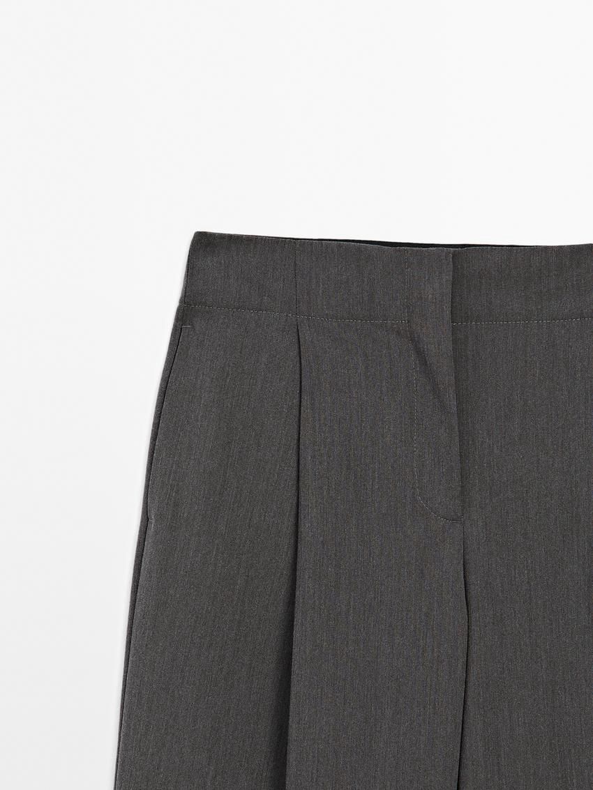 Massimo Dutti Straight Fit With Darts Women Trousers Dark Grey | US-BY5647083