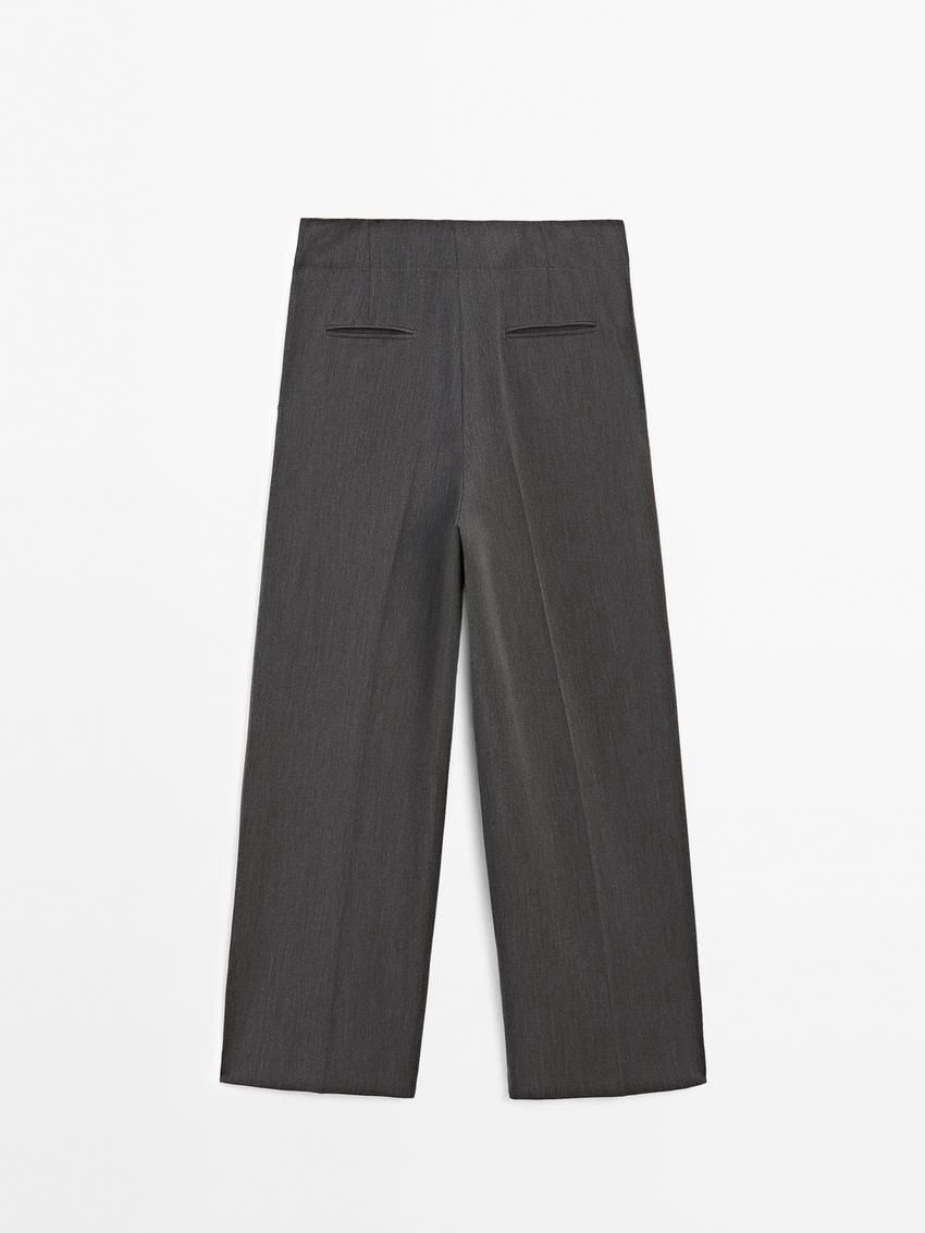 Massimo Dutti Straight Fit With Darts Women Trousers Dark Grey | US-BY5647083