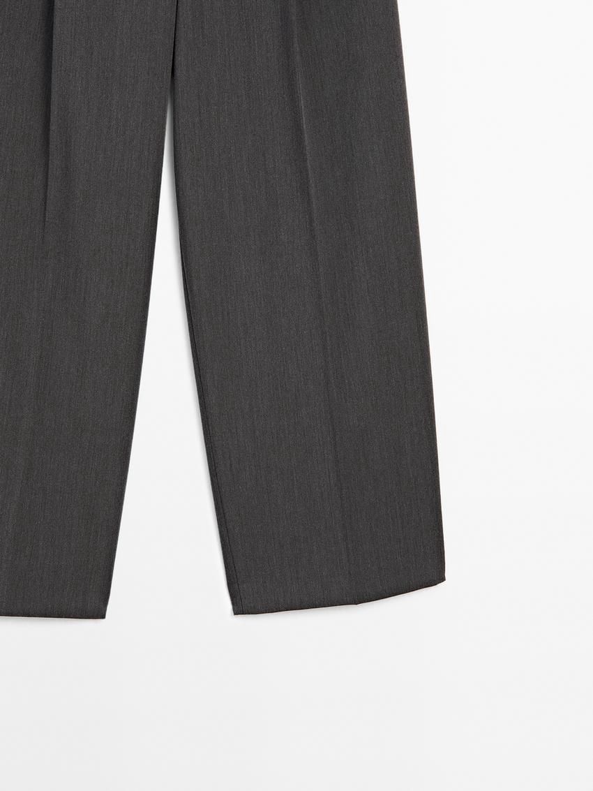 Massimo Dutti Straight Fit With Darts Women Trousers Dark Grey | US-BY5647083