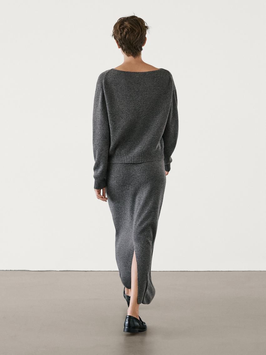 Massimo Dutti Straight Knit Co-ord Midi Women Skirts Dark Grey | US-QB4863790