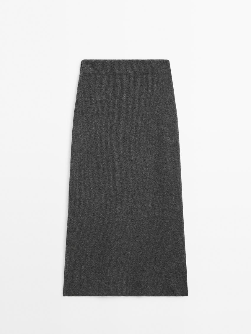 Massimo Dutti Straight Knit Co-ord Midi Women Skirts Dark Grey | US-QB4863790