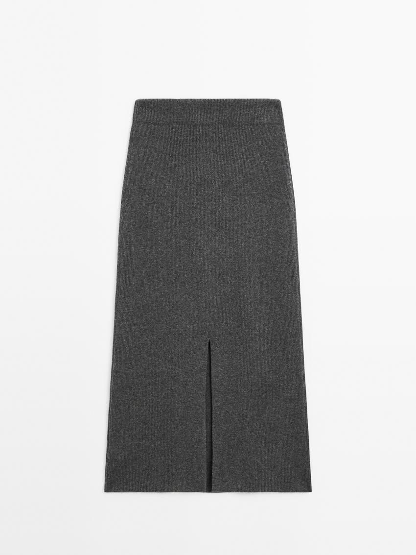 Massimo Dutti Straight Knit Co-ord Midi Women Skirts Dark Grey | US-QB4863790