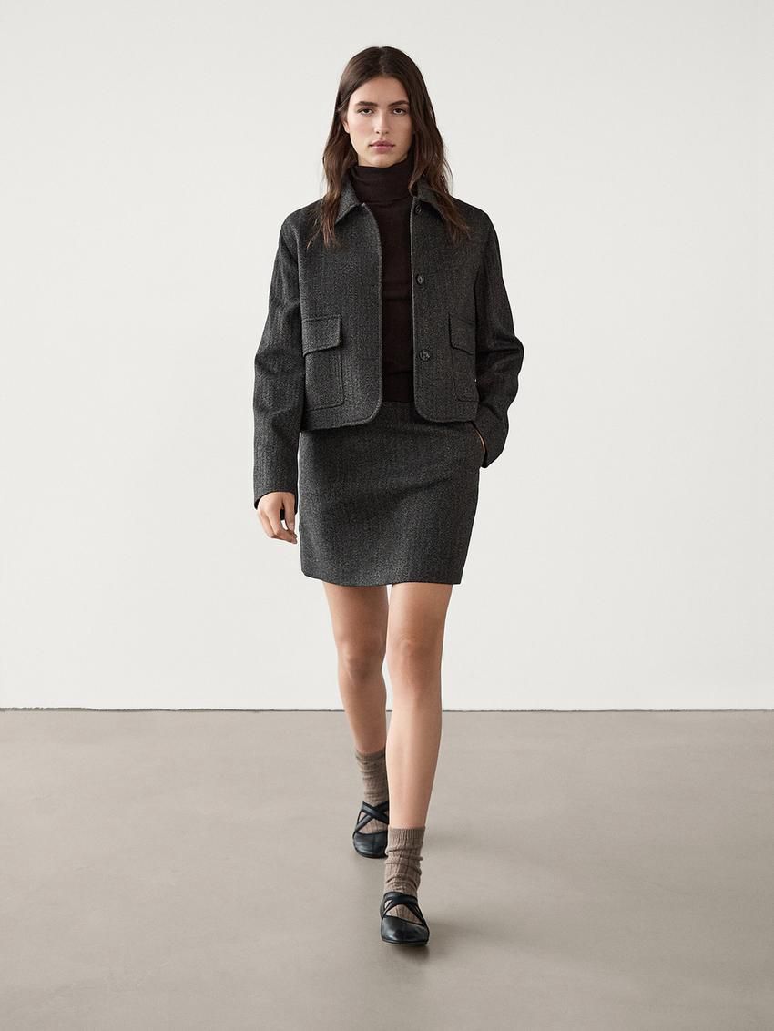 Massimo Dutti Straight Mini Women Skirts Dark Grey | US-AZ6709853