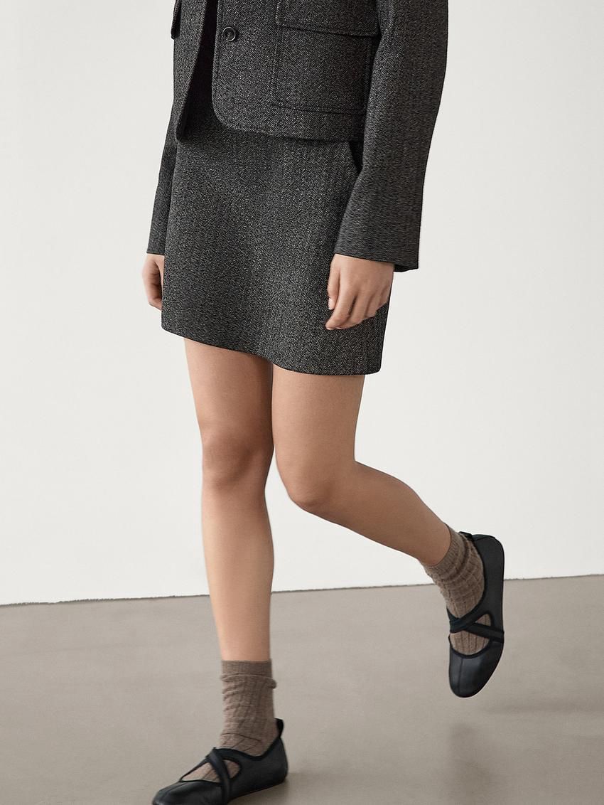 Massimo Dutti Straight Mini Women Skirts Dark Grey | US-AZ6709853