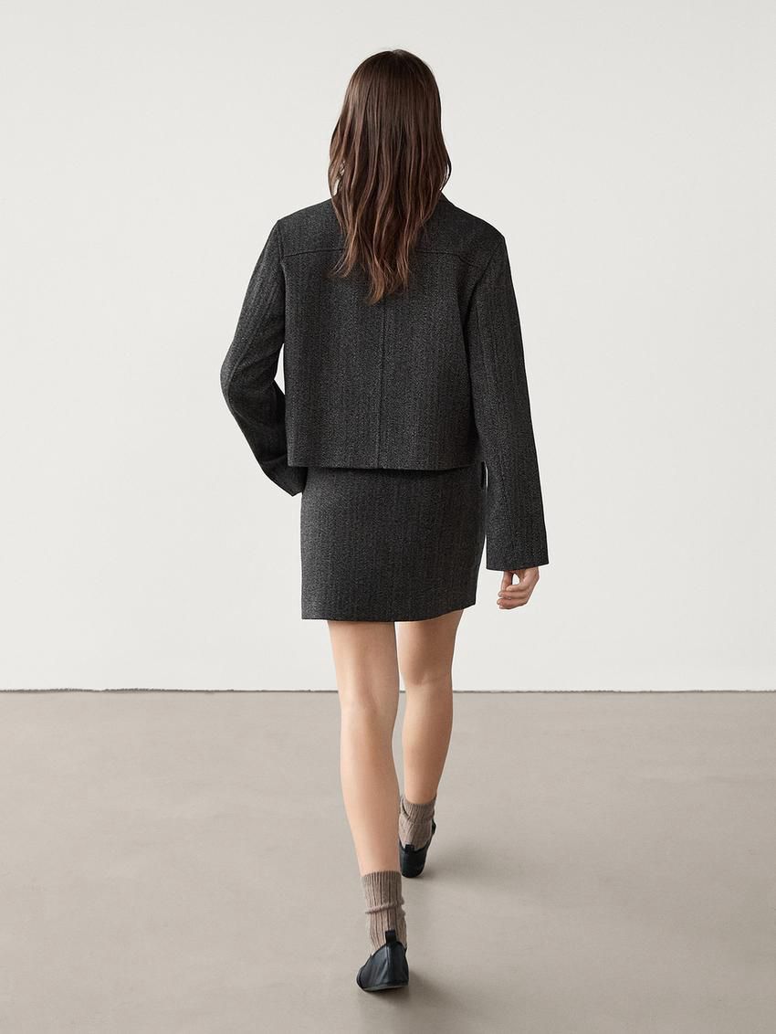 Massimo Dutti Straight Mini Women Skirts Dark Grey | US-AZ6709853