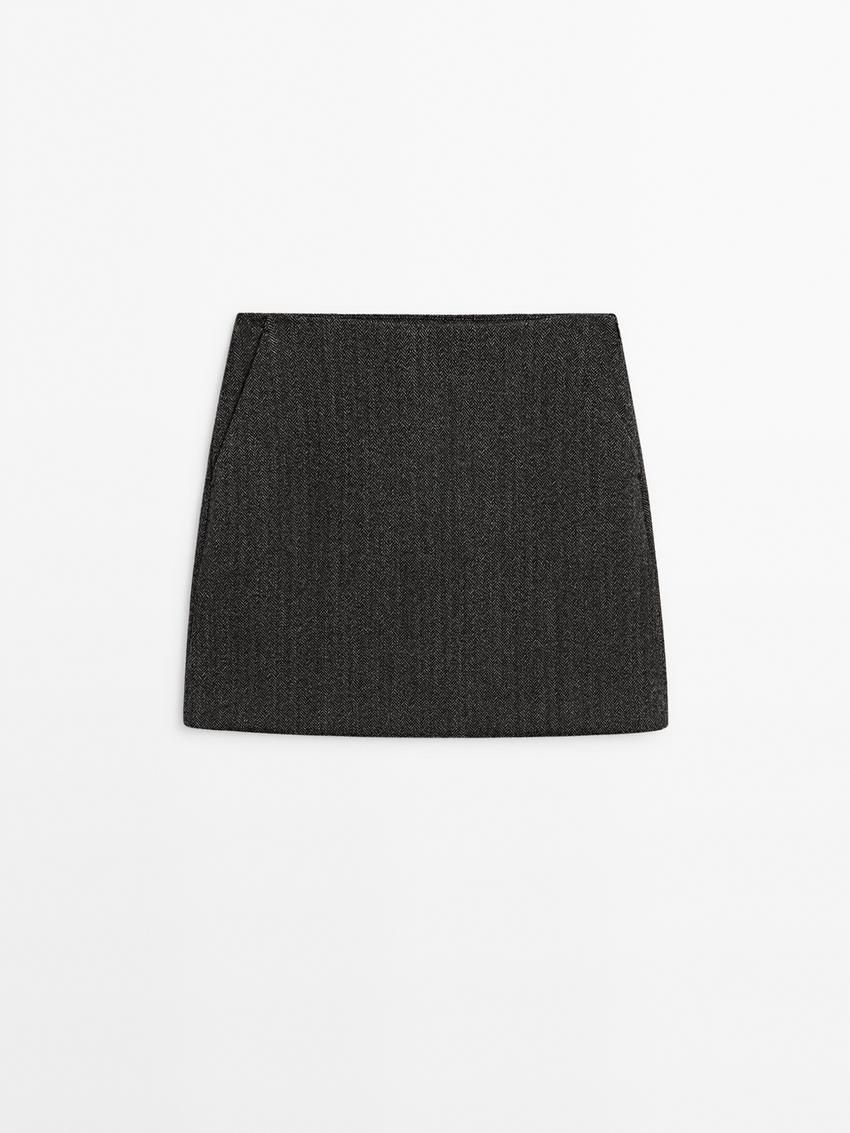 Massimo Dutti Straight Mini Women Skirts Dark Grey | US-AZ6709853