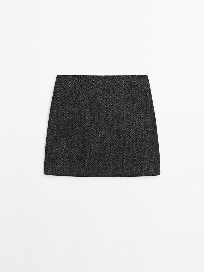 Massimo Dutti Straight Mini Women Skirts Dark Grey | US-AZ6709853