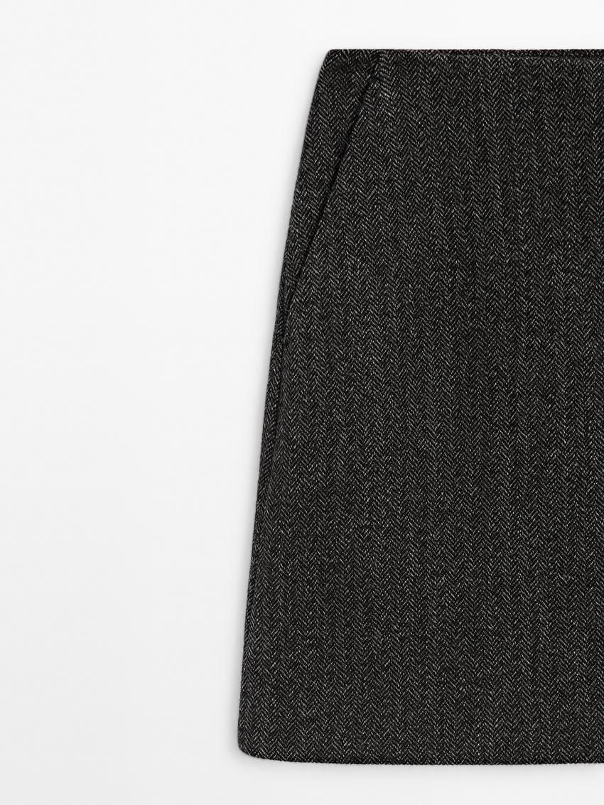 Massimo Dutti Straight Mini Women Skirts Dark Grey | US-AZ6709853