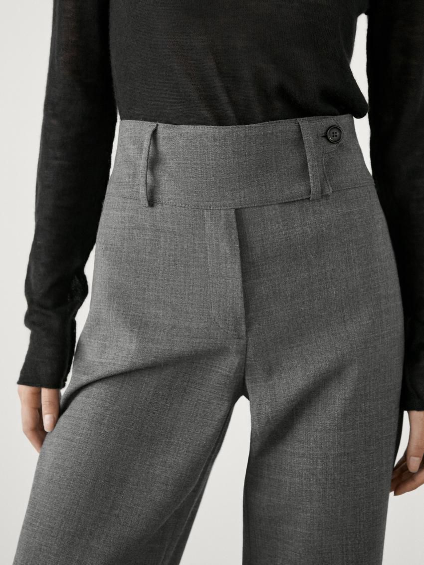 Massimo Dutti Straight With Wide Waistband Women Trousers Dark Grey | US-HW8649132