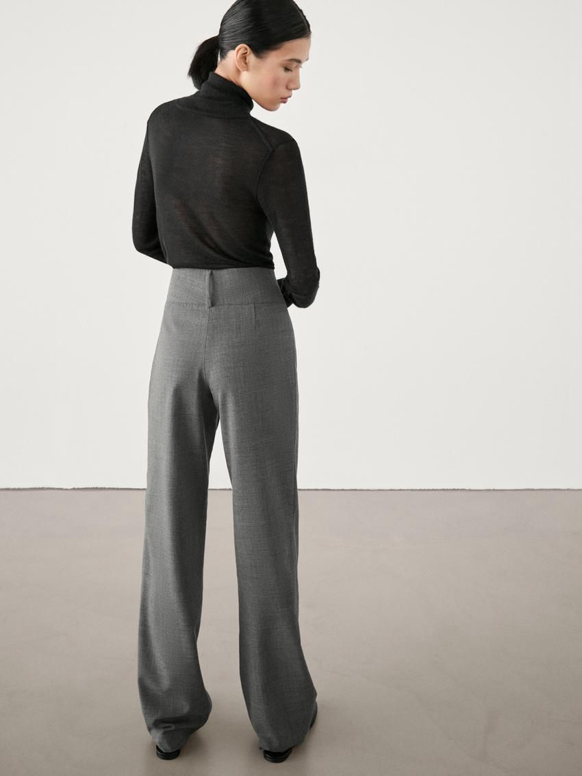 Massimo Dutti Straight With Wide Waistband Women Trousers Dark Grey | US-HW8649132