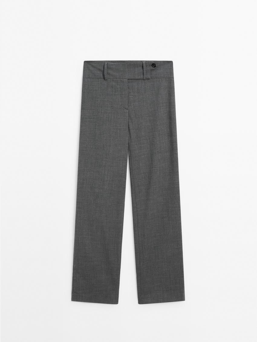 Massimo Dutti Straight With Wide Waistband Women Trousers Dark Grey | US-HW8649132