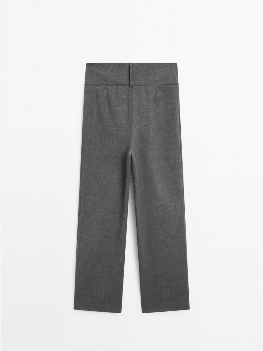 Massimo Dutti Straight With Wide Waistband Women Trousers Dark Grey | US-HW8649132