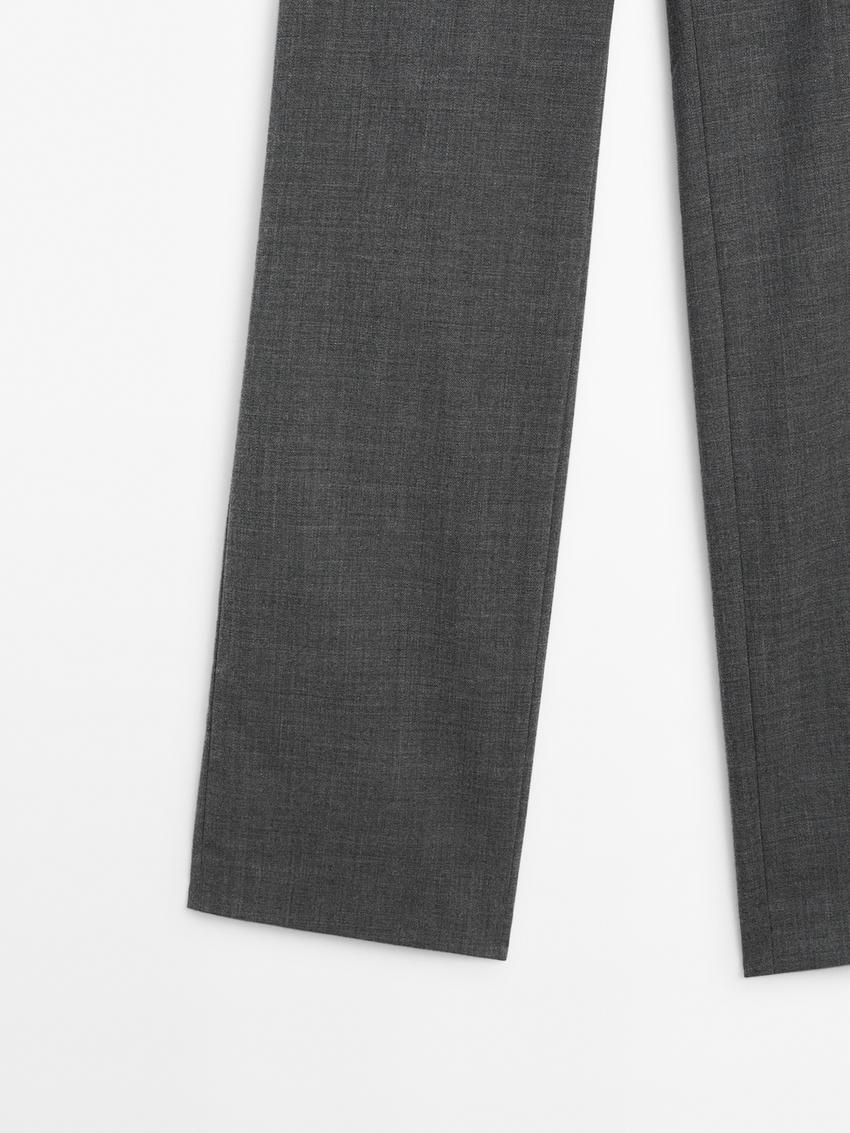 Massimo Dutti Straight With Wide Waistband Women Trousers Dark Grey | US-HW8649132