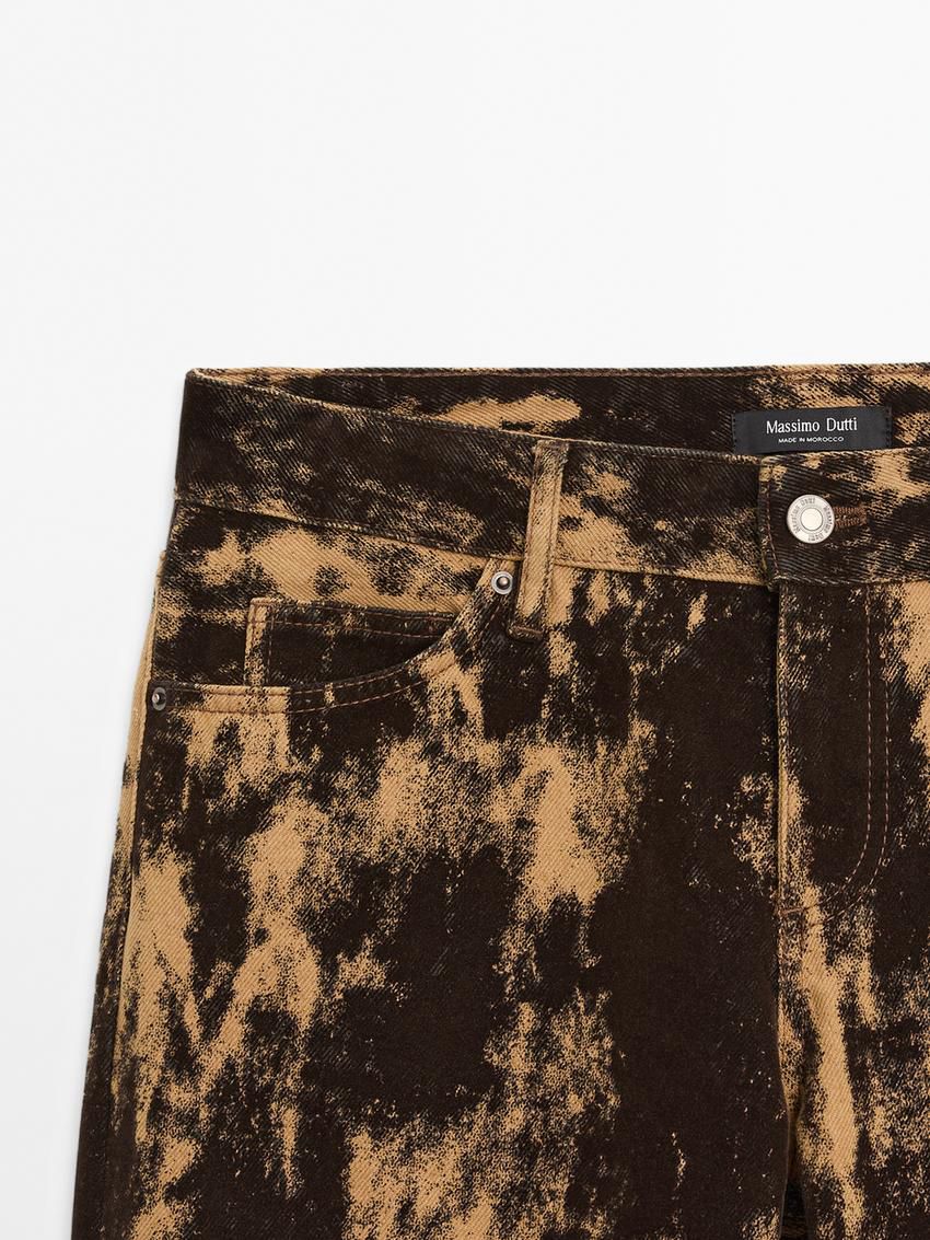 Massimo Dutti Straight-fit Flocked Cotton Women Jeans Brown | US-RQ7526041